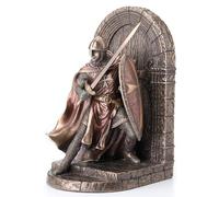 Veronese Design Estatua del Cruzado maltés con Armadura Que Protege la Puerta con Escudo y sujetalibros de Espada
