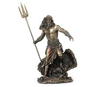 Veronese Design Estatua del Dios Griego Poseidón de pie sobre Olas rompiendo