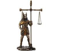 Veronese Design Estatua egipcia de 33 cm de Anubis pesando el corazón en Escala de Resina con Acabado de Bronce