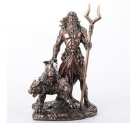 Veronese Design Estatua Griega del Dios del inframundo de 6 1/2 Pulgadas con Cerberus de Resina fundida en frío y Acabado de Bronce