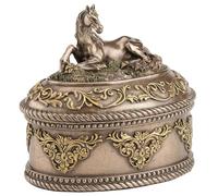 Veronese Design Figura coleccionable de unicornio tumbado de 4 pulgadas con forma ovalada de resina fundida en frío, acabado de bronce