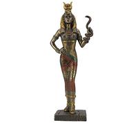 Veronese Design Figura de Escultura egipcia de la Diosa egipcia Hathor sosteniendo una Serpiente, decoración de Egipto, 11.5 Pulgadas