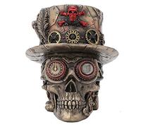 Veronese Design Figura de mesa Steampunk de 4.5 pulgadas con diseño de cruz, sombrero de motor, calavera de motor, acabado de bronce antiguo, escultura de mesa