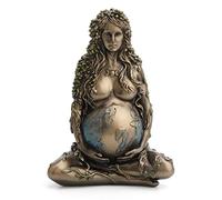 Veronese Design Figura de Resina de Gaia Embarazada de Gaia sentada de Loto y Yoga de 4 1/8 Pulgadas de Alto, Acabado de Bronce Pintado a Mano
