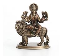 Veronese Design Figura Decorativa de Resina Pintada a Mano de la Diosa hindú Durga Montando sobre el león en Miniatura de Resina