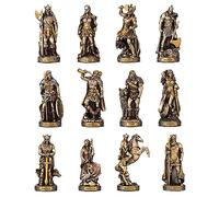 Veronese Design Juego de 12 estatuas en Miniatura de Dioses y diosas nórdicos con Acabado en Bronce