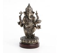 Veronese Design Lord Ganesha - Estatua de pie sobre loto con base de madera, resina fundida en frío, acabado de bronce antiguo