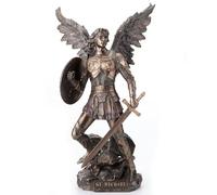 Veronese Design PCT - Estatua de San Miguel Arcángel de Bronce Fundido en Polvo, 12 ½ Pulgadas