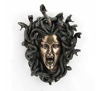 Veronese Design Placa de pared de resina fundida en frío con acabado de bronce antiguo de 36,8 cm de alto con cabeza de Medusa, gótica y griega