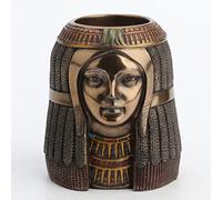 Veronese Design Portavelas de resina fundida con acabado de bronce de 10 cm de la reina egipcia