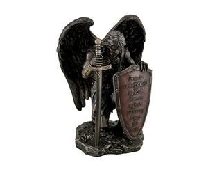 Veronese Design Praise Be to The Lord My Rock - Estatua de ángel Guerrero arrodillado