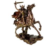Veronese Figura de valquiria sobre caballo con lanza 28 cm bronceada ordoncella Odin