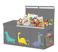 VERONLY Baul Para Juguetes Tapa Para niños Extra Grande Plegable Almacenaje Juguetes con Asas Baul Juguetes Infantil para Habitación de Los Niños, Ropa, Dormitorio(Gris, 99 x 34 x 39 cm)