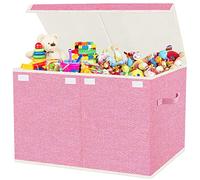 VERONLY Caja de Almacenaje Juguetes, 73L Baul Juguetes Infantil Plegable, Organizador Juguetes Con Tapa y Asa Para Niños, Niñas, Guardería, Sala de Juegos, Ropa, Mantas, Dormitorio (Rosa)