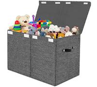 VERONLY Caja de Almacenaje Juguetes, 83L Baul Juguetes Infantil Plegable, Organizador Juguetes Con Tapa y Asa Para Niños, Niñas, Guardería, Sala de Juegos, Ropa, Mantas, Dormitorio (Gris Oscuro)