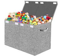 VERONLY Caja de Almacenaje Juguetes, 83L Baul Juguetes Infantil Plegable, Organizador Juguetes Con Tapa y Asa Para Niños, Niñas, Guardería, Sala de Juegos, Ropa, Mantas, Dormitorio (Gris Claro)