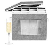 VERONLY Caja de almacenamiento para copas de champán, caja de almacenamiento para copas de vino, soporte plegable con separadores, para 12 copas de champán (31 x 21,5 x 28 cm)
