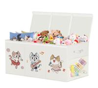 VERONLY Caja de juguetes con tapa para niños, almacenamiento de juguetes plegable, caja de almacenamiento Oxford extra grande con asa, para habitación de los niños, dormitorio, beige (128 L, 96 x 34 x