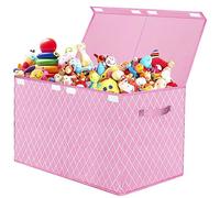 VERONLY Cajas de Almacenaje Juguetes con Tapa - Caja de Almacenamiento Para Niños 83L Cajas Organizadoras de Tela Plegable con Asa para Juguetes Ropa Libros Dormitorio (Rosa)