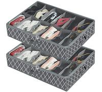 VERONLY Organizador Zapatos Debajo Cama, Cajas para Zapatos 2 Pcs, Guarda Zapatos con Ventana Transparente, para 24 Pares de Zapatos, Gris