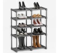 VERONLY Zapatero de metal ajustable para almacenamiento de zapatos para 10-20 pares de zapatos, estante de zapatos de doble fila para dormitorio, baño, escaleras, caravana, entrada, etc. Gris (60 x 30