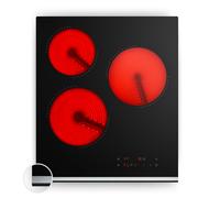 VeroSteel 45cm Placa Vitrocerámica 3 Fuegos Negro