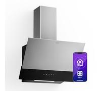 Klarstein Verosteel Campana Extractora 60cm - 624 m³/h, Eficiencia A++, LED, Táctil, Acero Inoxidable & Cristal, Silenciosa, Filtro Carbón, Decorativa, Extractor Cocina