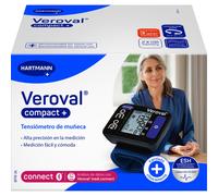 VEROVAL Compact +, Tensiómetro de Muñeca Digital, Aparato para Medir la Tensión Arterial, Triple Medición Atutomática, Rápido y Preciso, Ergonómico, 200 Lecturas, Talla Universal (22-42cm)