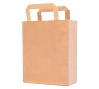 verpacking bolsas de papel 22 x 18 x 8 cm con asa plana de papel kraft [tamaño, color y cantidad a elegir] 100% reciclables - resistentes bolsas de papel marrones - 100 unidades