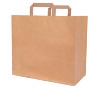 verpacking bolsas de papel 27 x 32 x 17 cm con asa plana de papel kraft [tamaño, color y cantidad a elegir] 100% reciclables - resistentes bolsas de papel marrones - 25 unidades