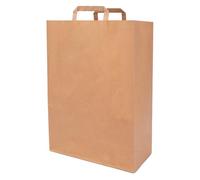 verpacking bolsas de papel 45 x 32 x 16 cm con asa plana de papel kraft [tamaño, color y cantidad a elegir] 100% reciclables - resistentes bolsas de papel marrones - 25 unidades