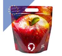 Verpackungsstadl (10 - 50 unidades) bolsa de 3 l con diseño de manzana - Bolsa en caja - Grifo y asa - Sin BPA - Ideal para zumo, vino y líquidos - Bolsa reutilizable para bebidas, Rojo - Apple, 10