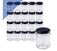 Verpackungsstadl 20 tarros de conservas de 212 ml con tapa Twist-Off TO 63, color negro, herméticos para mermelada, chutneys y salsas, reutilizables y duraderos