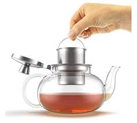 Verre Collection Tetera Cristal con Filtro - Tetera Infusiones Apta para Uso en Cocina - Tetera Infusor de Té Extraíble de Acero Inoxidable - Tetera de Vidrio para Té en Hojas Sueltas (800 ml)