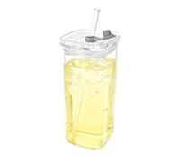 Verres À Boire En Verre | Gobelet en Verre avec Couvercle et Pailles Inclus,Gobelet Résistant À La Chaleur Pour Boissons,Pour Le Café Le Thé Le Lait La Cuisine Le Voyage La Maison La Fête La Chambre