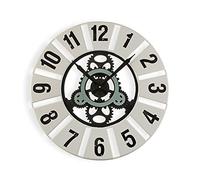 Versa, 18190850, Quilpie Reloj de Pared Silencioso Decorativo para la Cocina, el Salón, el Comedor o la Habitación, Medidas (Al x L x An) 60 x 4,5 x 60 cm, Madera y Metal, Color Blanco