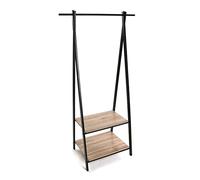 Versa ALZ Perchero Burro de Pie de Estilo Minimalista, con 2 estantes para Zapatos, Medidas (Al x L x An) 150 x 45 x 75 cm, Metal y Madera, Color Marrón y Negro