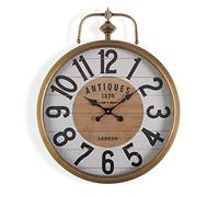 Versa Antiques Reloj de Pared Silencioso Decorativo para la Cocina, el Salón, el Comedor o la Habitación, Medidas (Al x L x An) 60 x 6 x 48 cm, Metal, Color Dorado y Blanco