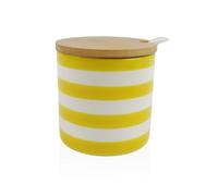 Versa Azucarero Amarillo Cerámica Dolomita 8 x 8 x 8 cm Rayas Redondo