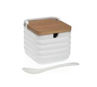 Versa Azucarero Blanco Cerámica Bambú Dolomita 8,3 x 8,3 x 8,3 cm