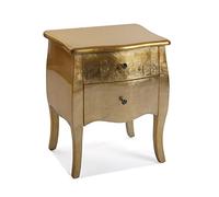 Versa Cagliari Mesilla de Noche Mesa pequeña o Auxiliar para el Dormitorio o Salón, con 2 cajones, Medidas (Al x L x An) 60 x 39 x 50 cm, Madera, Color Dorado