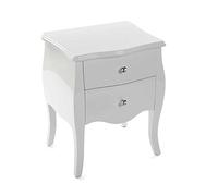 Versa Cagliari Mesilla de Noche Mesa pequeña o Auxiliar para el Dormitorio o Salón, con 2 cajones, Medidas (Al x L x An) 60 x 39 x 50 cm, Madera, Color Blanco