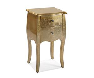 Versa Cagliari Mesilla de Noche Mesa pequeña o Auxiliar para el Dormitorio o Salón, con 2 cajones, Medidas (Al x L x An) 71 x 35 x 40 cm, Madera, Color Dorado