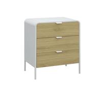 Versa Cajonera 3 Cajones Blanca, Estilo Moderno y Minimalista, 75x63,2x40 cm, Melamina y Metal, Blanca