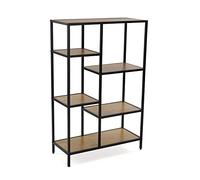 Versa Cedric Estantería de Pared de Estilo Industrial Biblioteca, con 6 Baldas o Estantes, Medidas (Al x L x An) 109 x 30 x 70 cm, Madera y Metal, Color Negro y marrón