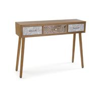 Versa Consola Palm Grey de Estilo Provenzal, Medidas(Al x L x An) 78 x 30 x 107 cm, Madera MDF,Madera Paulownia,Madera Pino, Color Marrón