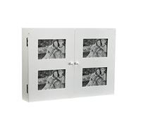 Versa Creston Cubrecontador con marco de fotos para 4 imágenes, Tapa para contador decorativo, Medidas (Al x L x An) 33 x 8,5 x 46 cm, Madera, Color Blanco
