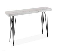 Versa Dallas Mueble Recibidor Estrecho para Entrada o Pasillo, Mesa Consola, Medidas (Al x L x An) 80 x 25 x 110 cm, Madera y Metal, Color Gris y Blanco