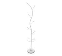 Versa Derby Perchero de Pie de Estilo Minimalista, con 6 Ganchos o Colgadores para Ropa o Bolsos para el Recibidor, Medidas (Al x L x An) 185 x 30 x 30 cm, Metal, Color Blanco