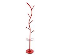 Versa Derby Perchero de Pie de Estilo Minimalista, con 6 Ganchos o Colgadores para Ropa o Bolsos para el Recibidor, Medidas (Al x L x An) 185 x 30 x 30 cm, Metal, Color Rojo